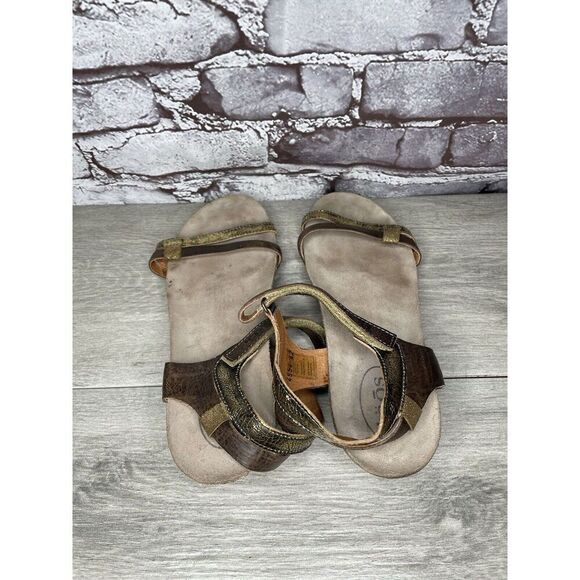 Taos Gold Brown Leather Ankle Strap Cork Wedge Sandals Women Sz 42EU/11M US - Picture 7 of 16